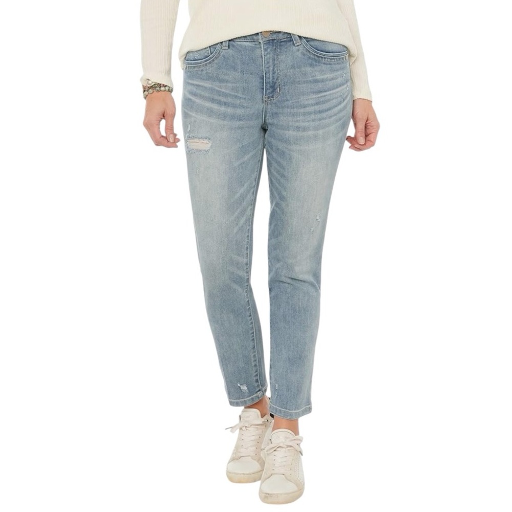 Democracy Ab Solution Vintage Skinny Jeans Light Blue Wash Distressed Size 8
